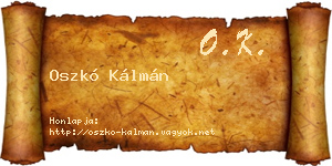 Oszkó Kálmán névjegykártya